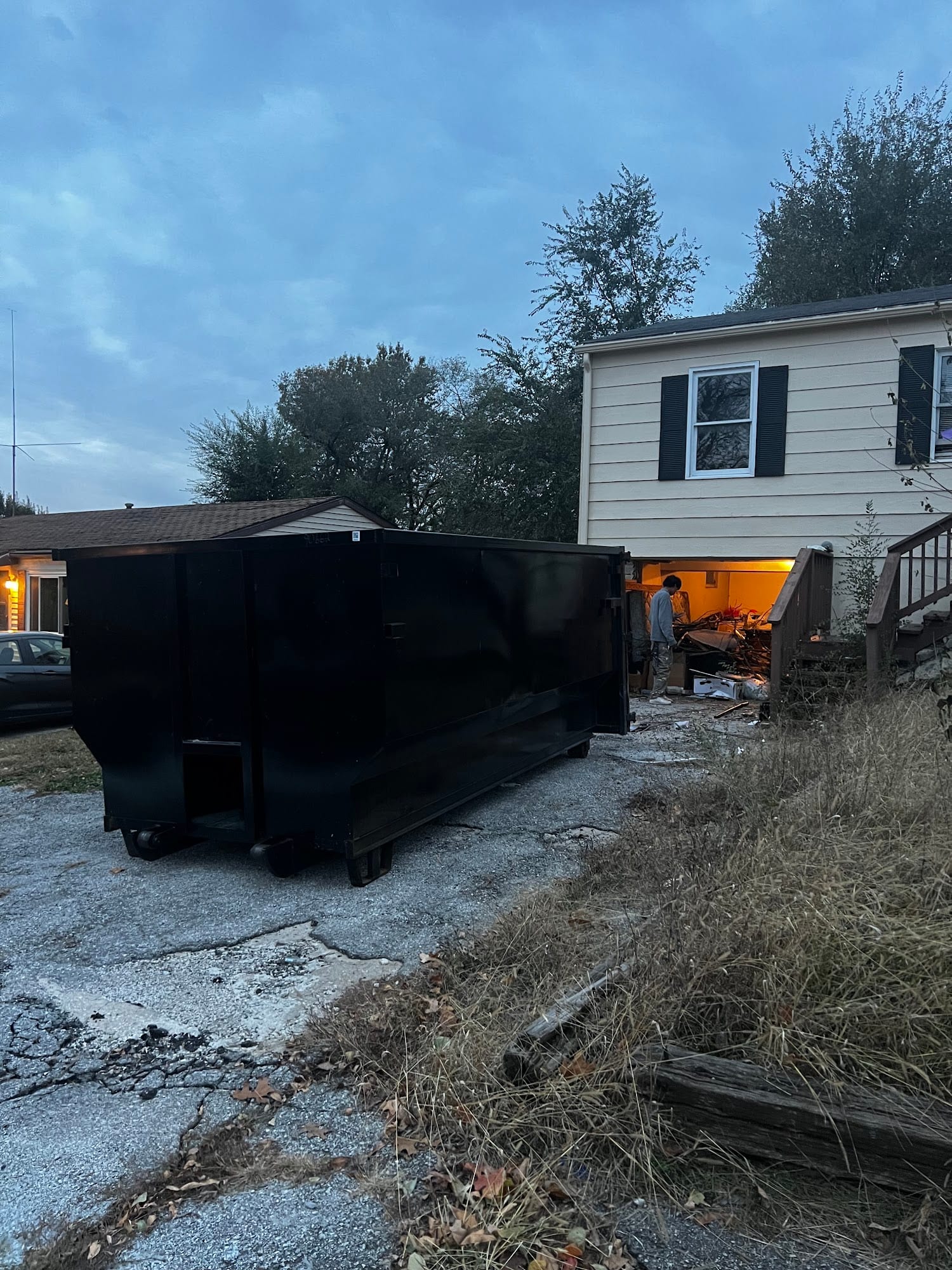 Dumpster set at a home cleanout